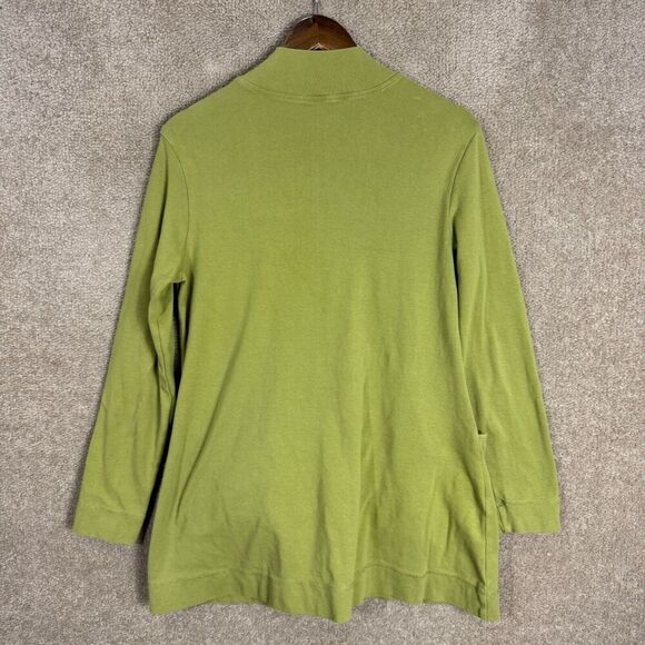 Soft Surroundings Cardigan Sweater Womens Medium M Green Snap Front Pockets Long - Picture 8 of 9